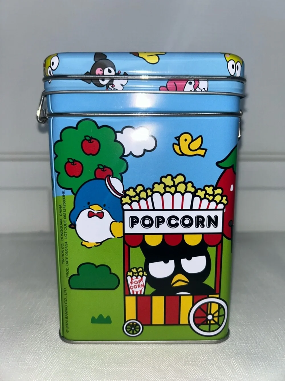 Hello Kitty & Friends Sanrio Tin Canister - Blue, Green & Red Character Print